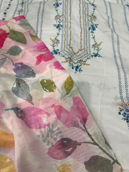 Zara Shahjahan Lawn Shirt with Silk Dupatta